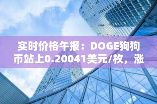 实时价格午报：DOGE狗狗币站上0.20041美元/枚，涨幅达3.09%