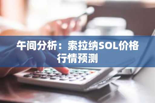 午间分析：索拉纳SOL价格行情预测