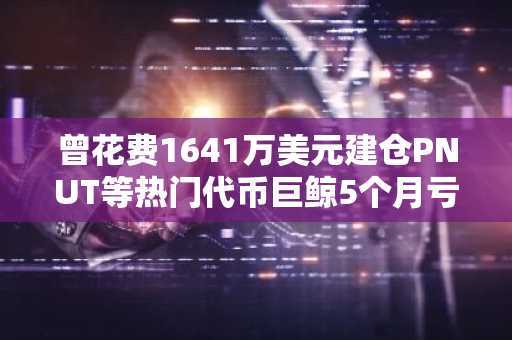 曾花费1641万美元建仓PNUT等热门代币巨鲸5个月亏损近千万美元
