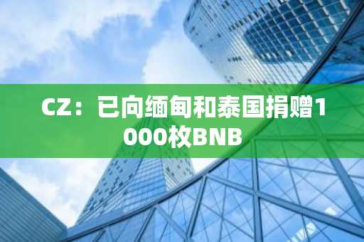 CZ：已向缅甸和泰国捐赠1000枚BNB