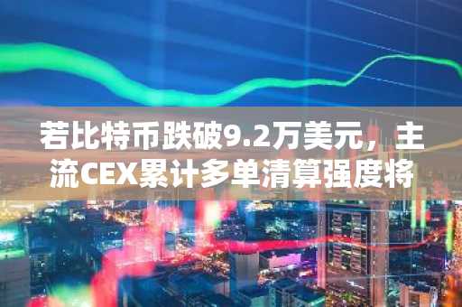 若比特币跌破9.2万美元，主流CEX累计多单清算强度将达5.13亿